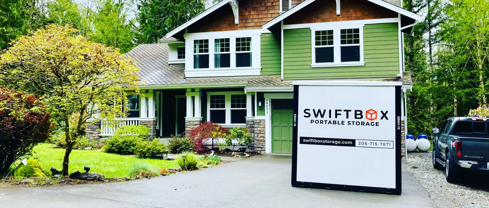 Residential Moving, Swiftbox's mobile storage unit in Puget sound, Washington.